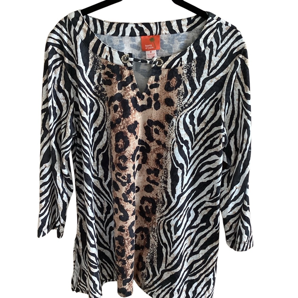 Boho Hearts of Palm tunic top zebra leopard‎ animal print flowy